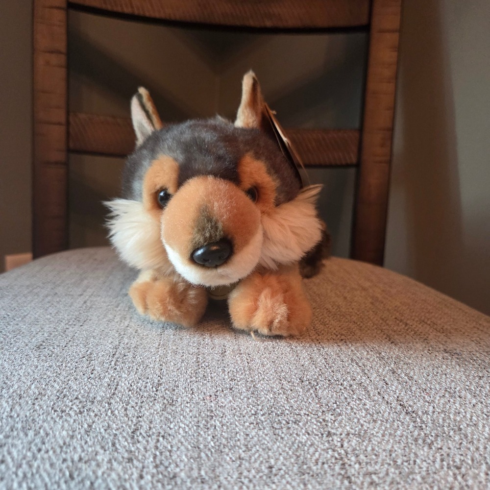 Miyoni by Aurora Gray Wolf Plush Stuffed Animal 12 Inch Realistic Laying Down